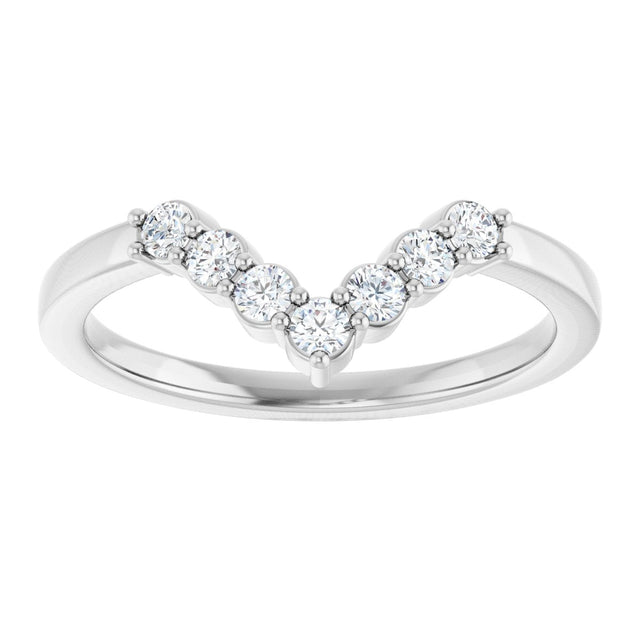 14K Gold Round Natural Diamond Accented Contour Band - 1/8-1/2 CTW - White Gold - view 3