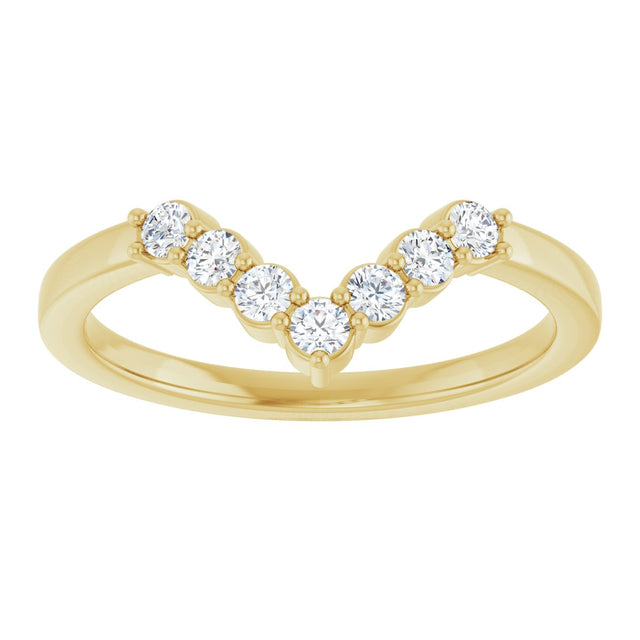 14K Gold Round Lab-Grown Diamond Accented Contour Band - 1/8-1/2 CTW - Yellow Gold - view 3