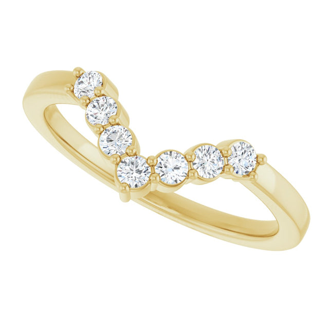 14K Gold Round Lab-Grown Diamond Accented Contour Band - 1/8-1/2 CTW - Yellow Gold - view 5