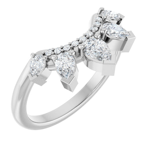 14K Gold Pear Lab-Grown Diamond Contour Band - 1/2 CTW (Style 127091) - White Gold
