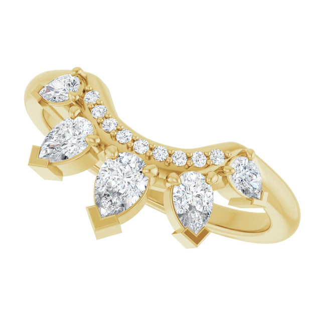 14K Gold Pear Natural Diamond Contour Band - 1/2 CTW (Style 127091) - Yellow Gold - view 5