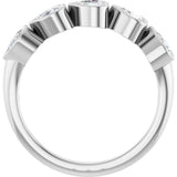14K Gold Heart Lab-Grown Diamond Bezel-Set Five-Stone Anniversary Band - 4x4mm Stones - White Gold - view 7