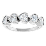 14K Gold Heart Lab-Grown Diamond Bezel-Set Five-Stone Anniversary Band - 4x4mm Stones - White Gold - view 8