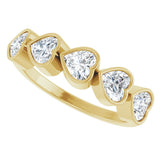 14K Gold Heart Lab-Grown Diamond Bezel-Set Five-Stone Anniversary Band - 4x4mm Stones - Yellow Gold - view 10