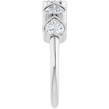 14K Gold Heart Lab-Grown Diamond Bezel-Set Five-Stone Anniversary Band - 4x4mm Stones - White Gold - view 9