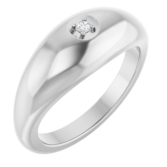 14K Gold Round Natural Diamond Solitaire Band - White Gold
