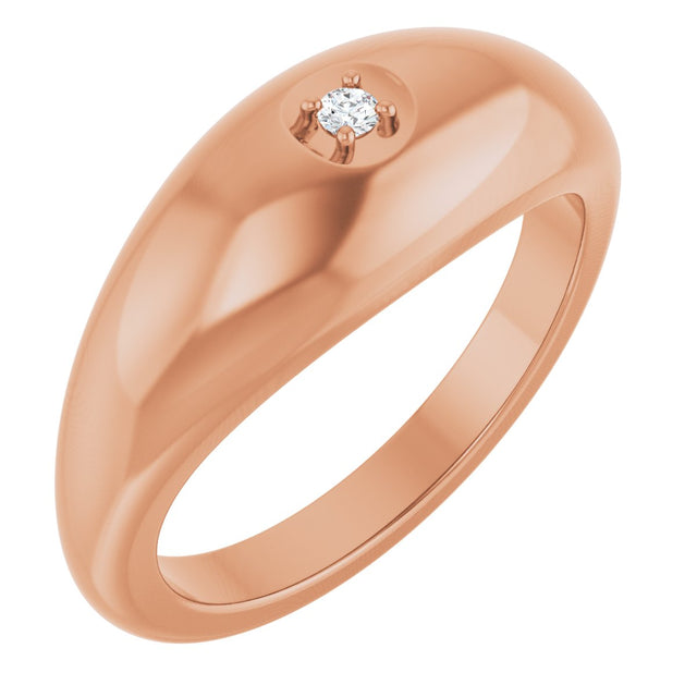 14K Gold Round Natural Diamond Solitaire Band - Rose Gold