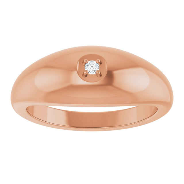 14K Gold Round Natural Diamond Solitaire Band - Rose Gold - view 3