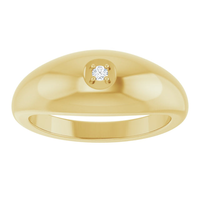 14K Gold Round Natural Diamond Solitaire Band - Yellow Gold - view 3