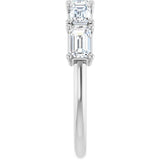Platinum Emerald Lab-Grown Diamond Five-Stone Anniversary Band - 5x3mm Stones - view 9