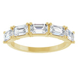 14K Gold Emerald Lab-Grown Diamond Five-Stone Anniversary Band - 5x3mm Stones - Yellow Gold - view 8