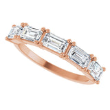 14K Gold Emerald Lab-Grown Diamond Five-Stone Anniversary Band - 5x3mm Stones - Rose Gold - view 10