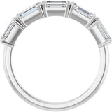 Platinum Emerald Natural Diamond Five-Stone Anniversary Band - 5x3mm Stones - view 7