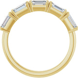 14K Gold Emerald Lab-Grown Diamond Five-Stone Anniversary Band - 5x3mm Stones - Yellow Gold - view 7