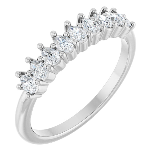 Platinum Pear Natural Diamond Anniversary Band - 3/4-1 1/4 CTW