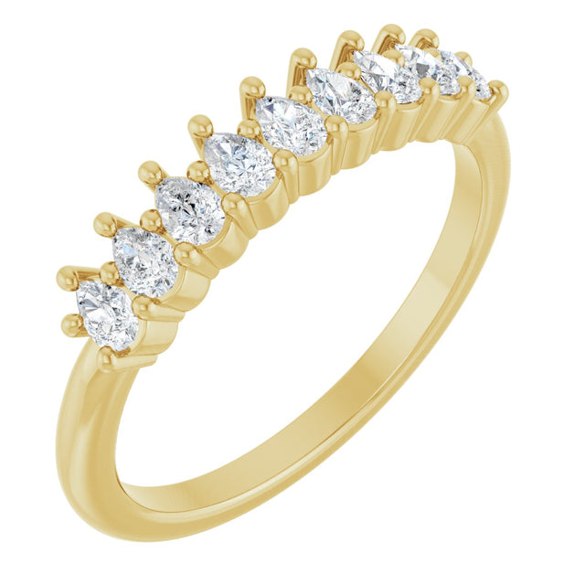 14K Gold Pear Lab-Grown Diamond Anniversary Band - 3/4-1 1/4 CTW - Yellow Gold
