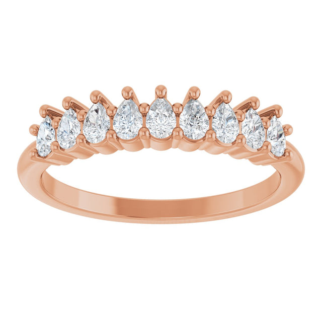 14K Gold Pear Lab-Grown Diamond Anniversary Band - 3/4-1 1/4 CTW - Rose Gold - view 3