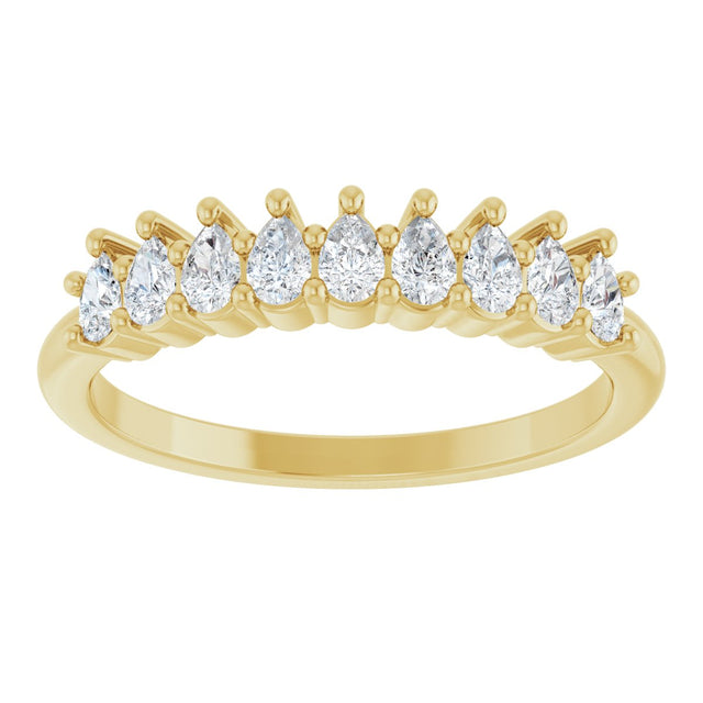 14K Gold Pear Lab-Grown Diamond Anniversary Band - 3/4-1 1/4 CTW - Yellow Gold - view 3