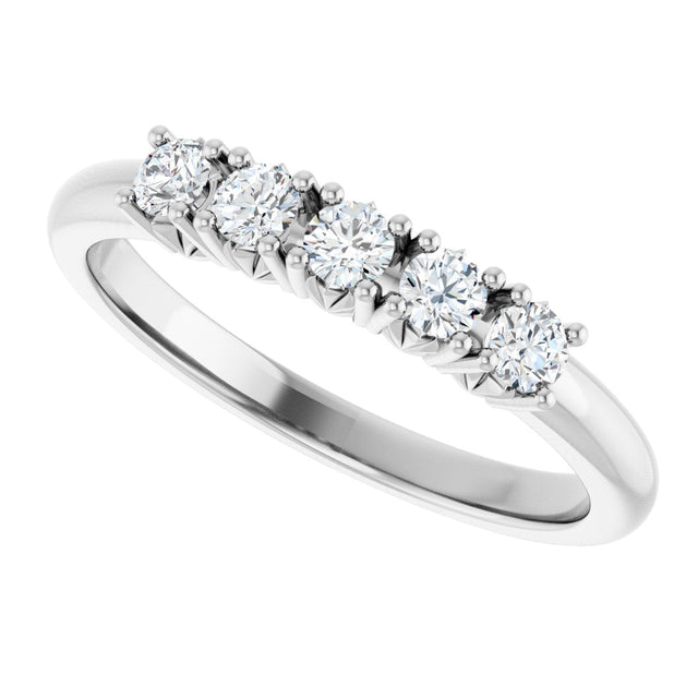 Platinum Round Natural Diamond Five-Stone Anniversary Band - 1/3-1 1/5 CTW - view 5