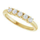 14K Gold Round Natural Diamond Five-Stone Anniversary Band - 1/3-1 1/5 CTW - Yellow Gold - view 5
