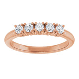 14K Gold Round Lab-Grown Diamond Five-Stone Anniversary Band - 1/3-1 1/5 CTW - Rose Gold - view 3
