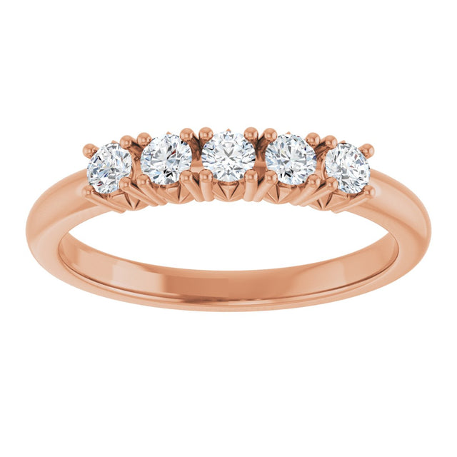 14K Gold Round Lab-Grown Diamond Five-Stone Anniversary Band - 1/3-1 1/5 CTW - Rose Gold - view 3