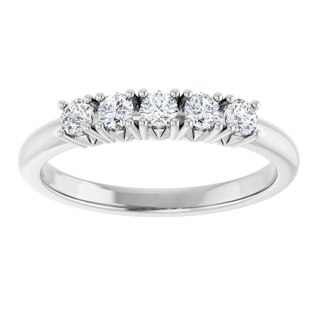 14K Gold Round Lab-Grown Diamond Five-Stone Anniversary Band - 1/3-1 1/5 CTW - White Gold - view 3