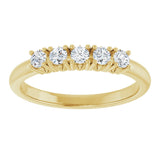 14K Gold Round Natural Diamond Five-Stone Anniversary Band - 1/3-1 1/5 CTW - Yellow Gold - view 3