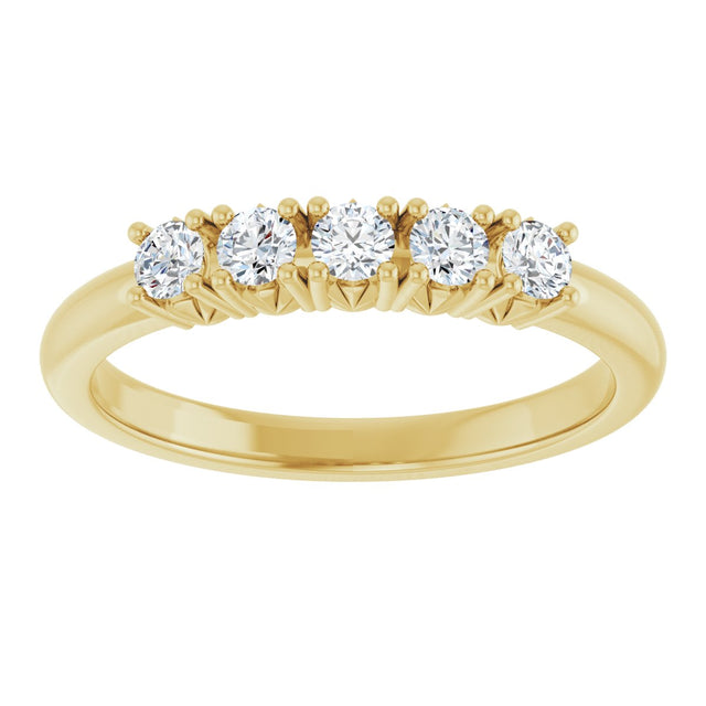 14K Gold Round Lab-Grown Diamond Five-Stone Anniversary Band - 1/3-1 1/5 CTW - Yellow Gold - view 3