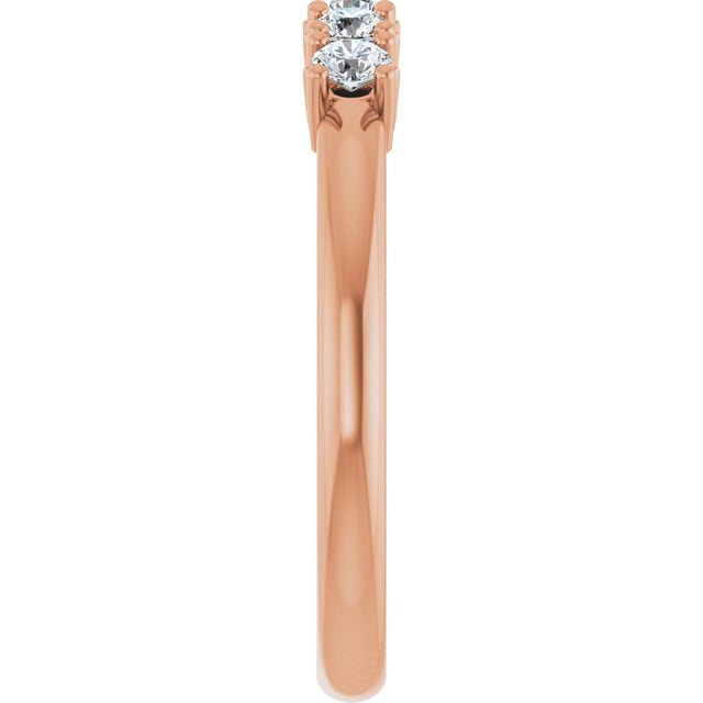 14K Gold Round Natural Diamond Five-Stone Anniversary Band - 1/3-1 1/5 CTW - Rose Gold - view 4
