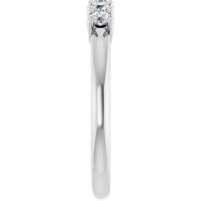 14K Gold Round Natural Diamond Five-Stone Anniversary Band - 1/3-1 1/5 CTW - White Gold - view 4