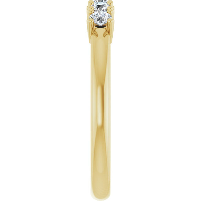 14K Gold Round Natural Diamond Five-Stone Anniversary Band - 1/3-1 1/5 CTW - Yellow Gold - view 4