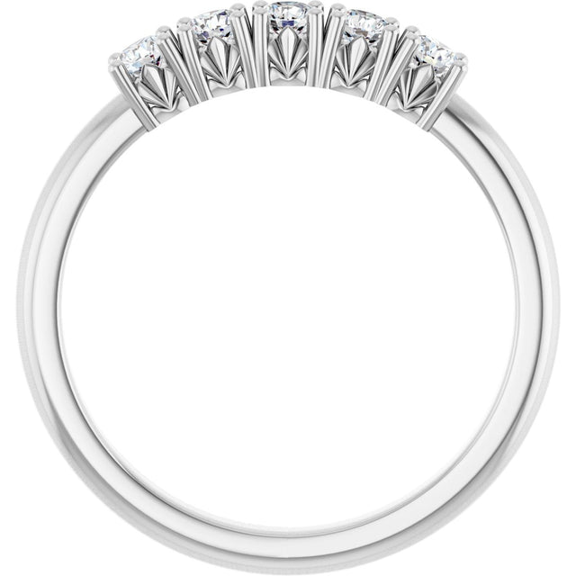 14K Gold Round Lab-Grown Diamond Five-Stone Anniversary Band - 1/3-1 1/5 CTW - White Gold - view 2