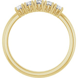 14K Gold Round Natural Diamond Five-Stone Anniversary Band - 1/3-1 1/5 CTW - Yellow Gold - view 2