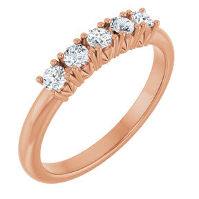 14K Gold Round Lab-Grown Diamond Five-Stone Anniversary Band - 1/3-1 1/5 CTW - Rose Gold