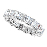 14K Gold Emerald Lab-Grown Diamond Sculptural Eternity Band - 5x3.5mm Stones - White Gold - view 5