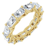 14K Gold Emerald Natural Diamond Sculptural Eternity Band - 5x3.5mm Stones - Yellow Gold