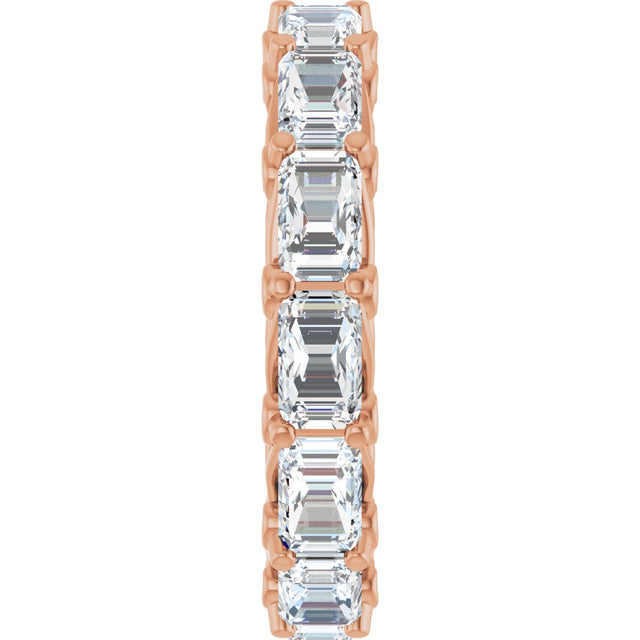 14K Gold Emerald Lab-Grown Diamond Sculptural Eternity Band - 5x3.5mm Stones - Rose Gold - view 4