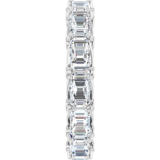 14K Gold Emerald Lab-Grown Diamond Sculptural Eternity Band - 5x3.5mm Stones - White Gold - view 4