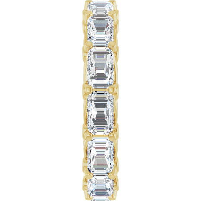 14K Gold Emerald Lab-Grown Diamond Sculptural Eternity Band - 5x3.5mm Stones - Yellow Gold - view 4