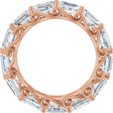 14K Gold Emerald Natural Diamond Sculptural Eternity Band - 5x3.5mm Stones - Rose Gold - view 2