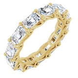 14K Gold Emerald Lab-Grown Diamond Sculptural Eternity Band - 5x3.5mm Stones - Yellow Gold