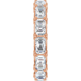 14K Gold Emerald Lab-Grown Diamond Sculptural Eternity Band - 5x3.5mm Stones - Rose Gold - view 4