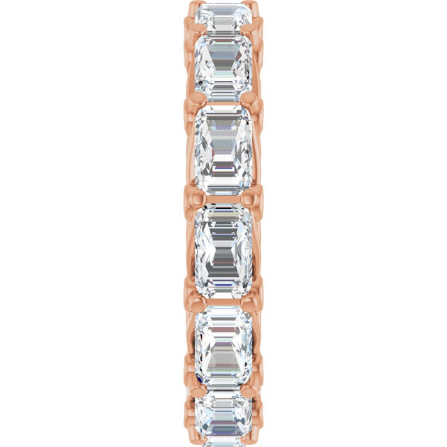 14K Gold Emerald Lab-Grown Diamond Sculptural Eternity Band - 5x3.5mm Stones - Rose Gold - view 4