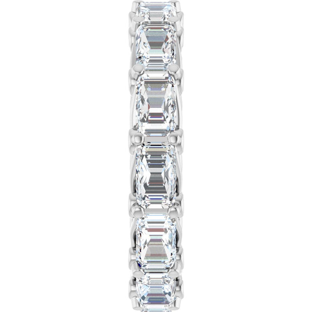 14K Gold Emerald Lab-Grown Diamond Sculptural Eternity Band - 5x3.5mm Stones - White Gold - view 4