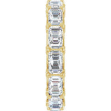 14K Gold Emerald Natural Diamond Sculptural Eternity Band - 5x3.5mm Stones - Yellow Gold - view 4