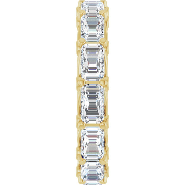 14K Gold Emerald Natural Diamond Sculptural Eternity Band - 5x3.5mm Stones - Yellow Gold - view 4