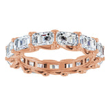 14K Gold Emerald Natural Diamond Sculptural Eternity Band - 5x3.5mm Stones - Rose Gold - view 3