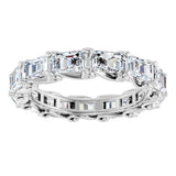 14K Gold Emerald Lab-Grown Diamond Sculptural Eternity Band - 5x3.5mm Stones - White Gold - view 3