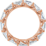 14K Gold Emerald Natural Diamond Sculptural Eternity Band - 5x3.5mm Stones - Rose Gold - view 2